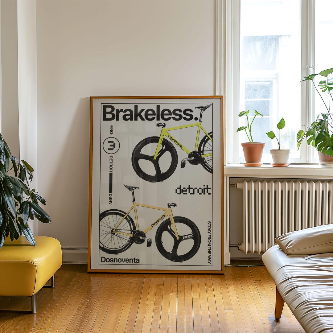 Brakeless Fixed Gear Poster: Retro Wall Art Print (digital Download) - Etsy