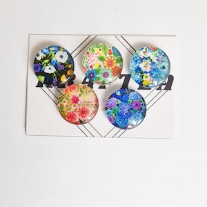 Koelkastmagneten met bloemen: glasdecor lentebloem, set van 5 inch