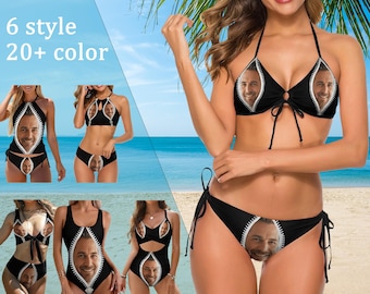 Bikini divertente con la faccia, bikini personalizzato con la faccia, costume da bagno personalizzato con la faccia, costumi da bagno con la faccia, costume intero, bikini per feste estive