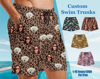custom swim trunks, Custom Faces on Swimsuit and Swim Trunk, Personalized Men Bathing Suit Face on Beach Shorts, Beach Vocation Gifts