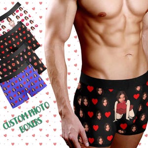 Sous-vêtements personnalisés pour homme, cadeau de sous-vêtements pour homme personnalisés pour petit ami, caleçons photo, visage sur caleçons, sous-vêtements avec photo