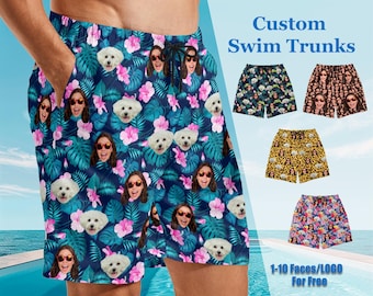 custom swim trunks, Custom Faces on Swimsuit and Swim Trunk, Personalized Men Bathing Suit Face on Beach Shorts, Father's Day Gift for Dad