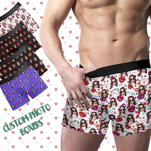 Boxer personnalisé avec visage, cadeau de sous-vêtement pour homme personnalisé pour petit ami | mari, photo de caleçon, visage personnalisé sur un boxer, sous-vêtement avec photo