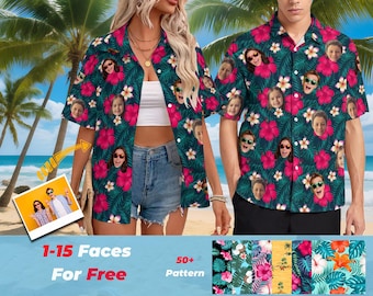 Kundenspezifisches Hawaiihemd mit Foto, lustiges Kundenspezifisches Hawaii-Strandfest, Hawaiihemd mit Logo, Haustierhundgesichthemd, Vatertagsgeschenk für Vati