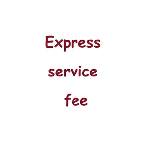 以下が含まれることがあります： 白い背景にマロン色のテキストで書かれたエクスプレスサービス料金