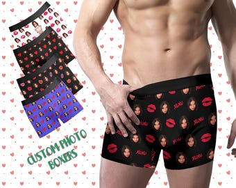 Personalized Face Boxer Briefs, Custom Photo Underwear Gift