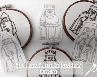 Medieval Chessmen Stick and Stitch Transfer Patches