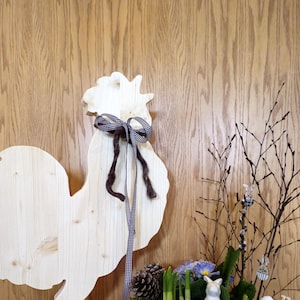 52 cm decorative stand "Crowing rooster" made of brushed wood, stele, front door decoration, Easter, country house, garden decoration, entrance