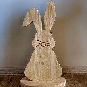 52 cm decorative stand "Rabbit" made of brushed wood, stele, front door decoration, Easter, country house, garden decoration, entrance