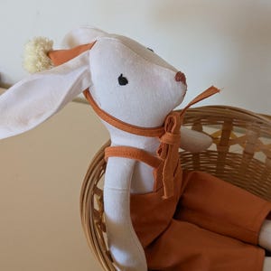 stuffed bunny doll, handmade soft, toy, birthday gift for babies, toddlers, baby shower gift, nursery, natural, personal embroidery nam