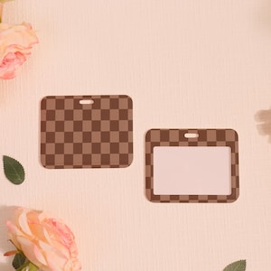 Customized Badge Holder,Slide Closure Id Holder,Pretty Checkerboard ID Holder,Vertical Stripes Transparent Card Protector,Add on for Lanyard