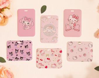 Hard Customized Badge Holder, New Slide Closure Id Holder, Kawaii Sanrio Character ID Holder, Transparent Card Protector, Add on for Lanyard