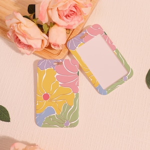 Hard Customized Badge Holder, Slide Closure Id Holder, Pretty Flowers ID Holder,Colorful Daisy Transparent Card Protector,Add on for Lanyard