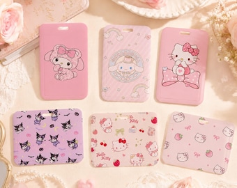Hart angepasster Ausweishalter, neuer Schiebeverschluss-Ausweishalter, Kawaii Sanrio Charakter Ausweishalter, transparenter Kartenschutz, Zusatz für Schlüsselband