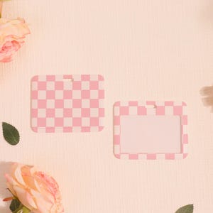 Hard Customized Badge Holder, Checkerboard Slide Closure Id Holder, Trendy ID Holder, Plaid Transparent Card Protector, Add on for Lanyard