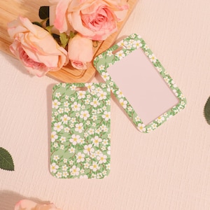 Hard Customized Badge Holder, Slide Closure Id Holder, Pretty Flowers ID Holder,Colorful Daisy Transparent Card Protector,Add on for Lanyard