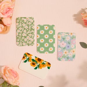 Hard Customized Badge Holder, Slide Closure Id Holder, Pretty Flowers ID Holder,Colorful Daisy Transparent Card Protector,Add on for Lanyard