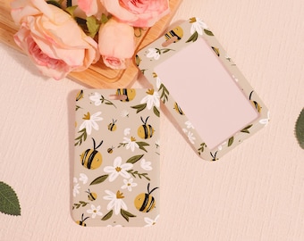Hard Customized Badge Holder, Bow Bear Slide Closure Id Holder, Trendy ID Holder, Floral Creature Card Protector, Add on for Lanyard
