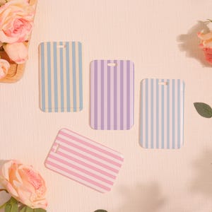 Porta credencial personalizado, porta credencial con cierre deslizante, porta credencial con bonito diseño de cuadros, protector de tarjeta transparente con rayas verticales, complemento para cordón.