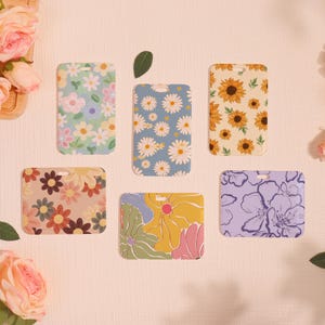 Hard Customized Badge Holder, Slide Closure Id Holder, Pretty Flowers ID Holder,Colorful Daisy Transparent Card Protector,Add on for Lanyard