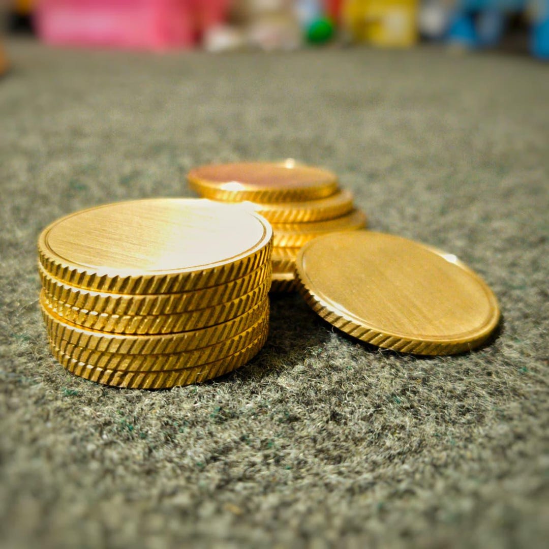 Horizontal Reeded Coin 40 Pcs Solid Brass Coins | 40mm Diameter | Diagonal Reeded Edges - Etsy