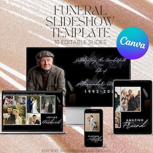 Classic Funeral Slideshow Video Template, In Loving Memory Tribute, Minimalist Canva Editable Memorial Photo Slide, Instant Digital Download