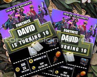 Fort Game Birthday Invitation: Editable Gamer Party Card (CANVA Template, 5x7, Digital Download)