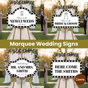 Wedding Marquee Sign Template, Customizable Reception Entrance Sign For Bridal Party, Personalized Event Decor