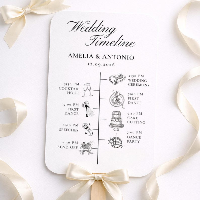Modern Wedding Program Fan Template, Order of Service (instant Download ...