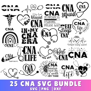 2025 Cna SVG バンドル、看護師 SVG、医療 SVG、看護 SVG、Cna ライフ SVG、看護師ライフ SVG、看護助手、聴診器 SVG、即時ダウンロード