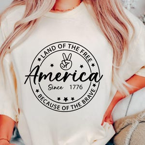 Land of the Free vanwege de dappere patriottische SVG, 4 juli SVG, Independence Day PNG, sublimatie, Cricut Fourth of July Svg-bestanden