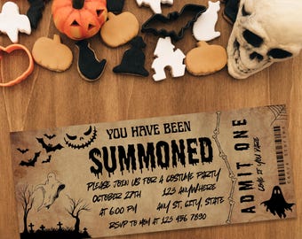 Vintage Halloween Ticket Invitations, Spooktacular Party Invites (Instant Download)