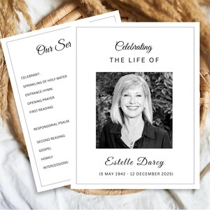 Catholic Funeral Program Template - Editable Order of Service (Canva, Printable PDF