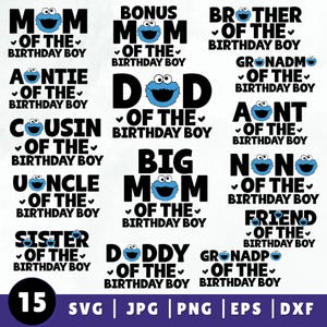 Familie von Birthday Boy SVG PNG DXF Bundle | Monster Geburtstag Sublimation für Kunsthandwerk | Erste Geburtstag T-Shirts