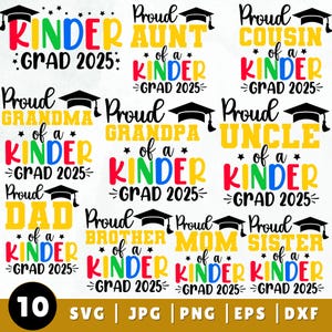 Bundle Svg pour l'école maternelle 2025, fière de maman, sublimation pour l'école maternelle, diplômée de l'école maternelle, chemises de famille pour les enfants d'âge préscolaire 2025, fichiers coupés numériques Dxf