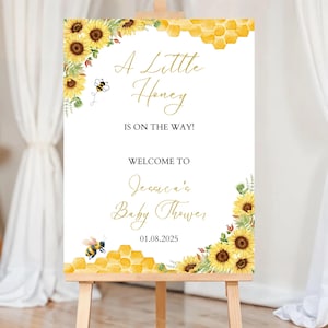Honey Bee Baby Shower Welcome Sign: Editable Bumblebee Theme (Digital Download