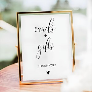 Placa de casamento moderna minimalista Placa de chá de bebê Placa de presente de chá de panela Placa de cartão e presentes Placas de festa de aposentadoria Download instantâneo