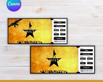 Printable Hamilton Broadway Surprise Ticket, Editable Musical Theater Gift, Instant Download, Collectible Ticket