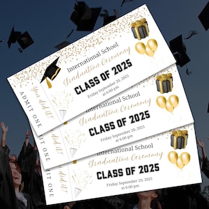 College-Abschluss-Zeremonie Ticket - Abschlussfeier Beginn Senior-Abschlussfeier-Bearbeitbare Einladung, 8 Sofort Download