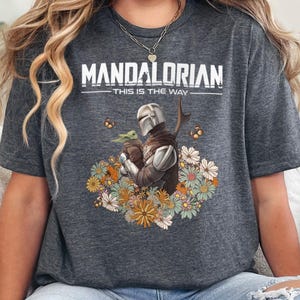 Vintage Floral Mandalorian Shirt, Star Wars Mandalorian This Is The Way Shirt, Disney Star Wars Shirt, Star Wars Day Tee 381301