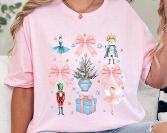 Cute Nutcracker Christmas Shirt, Coquette Girl Christmas Party Shirt, Christmas Nutcracker Shirt, Disney Coquette Bow Christmas Shirt,382244