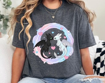 Toothless And Light Fury Couple Matching Shirt, Disney How To Train Dragon Inspired Tee 384482