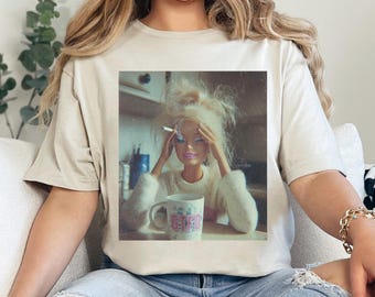 Distressed Doll Face Meme Shirt, Sarcastic Internet Graphic Tee 386072