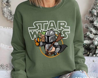 Vintage Mandalorian Grogu Sweatshirt, Star Wars Baby Yoda Hoodie 382638