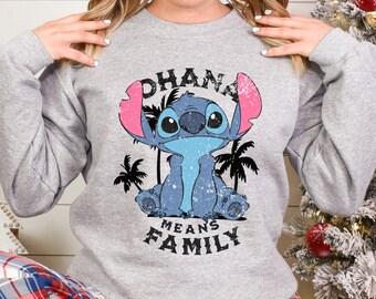 Disney Character Stitch Sweatshirt, Ohana Means Family Summer Crewneck 383352