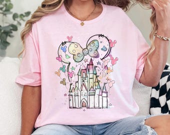 Camiseta retro de Minnie del Castillo Mágico de Disney, camiseta de vacaciones en Disneyland, Magic Kingdom 381008