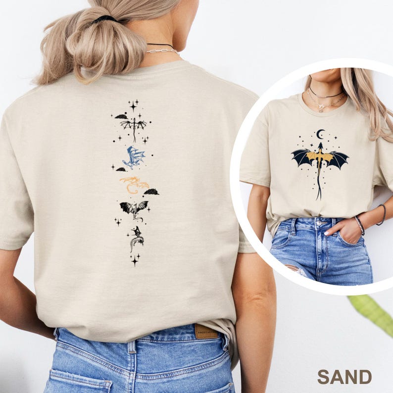 Fourth Wing Double-Sided Dragon Shirt, Tairn Sgaeyl Andarna Fantasy Book Tee