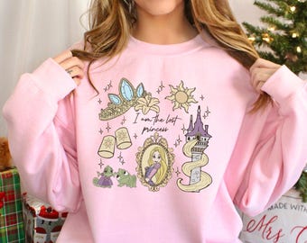 Sweat-shirt Raiponce emmêlé Disney rétro, chemise Princesse Disney Raiponce, t-shirt coquette princesse perdue, col ras du cou princesse Magic Kingdom 383319