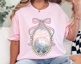 Coquette Disney Bow Epcot Shirt, Disneyland Mirror World Tour Tee, Gift For Family 383907