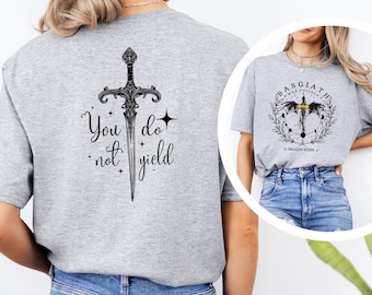 Camiseta a juego de Fourth Wing y Trono de Cristal, camiseta con cita literaria "No te rindas" 384654
